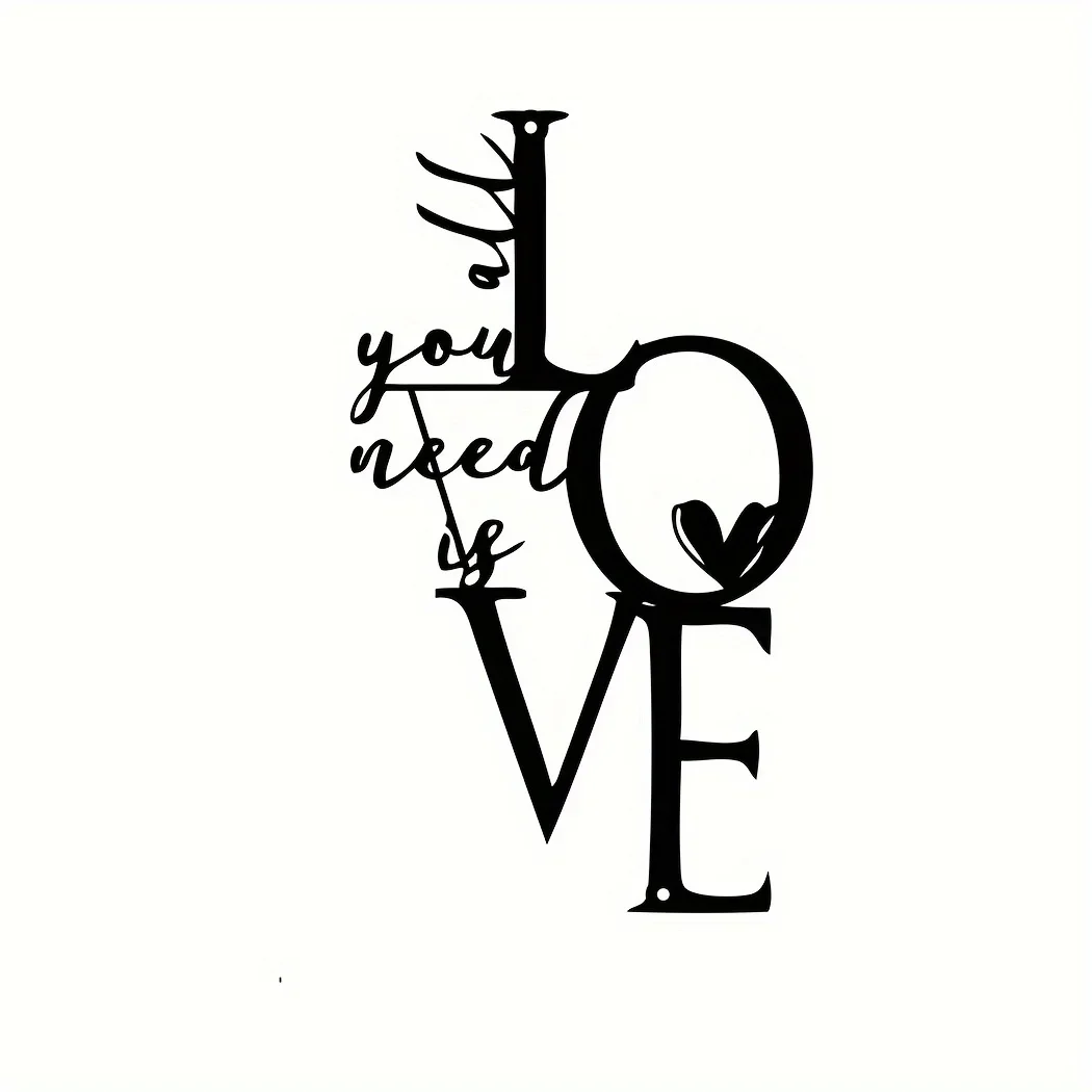 HelloYoung 1pc Metal Wall Hanging Ornament, All You Need Is Love Metal Wall Art, Love Metal Wall Art Decor, Love Metal Wall Sign