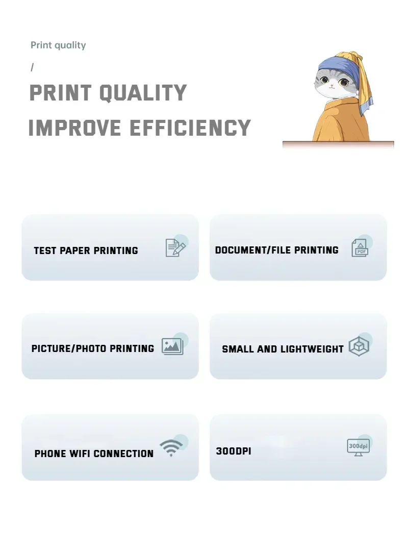 GlowMartHPRT U200 A4 Portable Paper Printer Thermal Wireless Compatible with Mobile Photo 600MM/S High speed printing