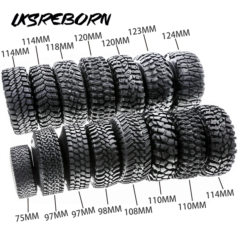 

4pcs 1.9 inch Tire Rubber Wheel Tires Tyre for 1:10 RC Rock Crawler TRX4 Bronco D90 D110 Axial scx10 90046 RC4WD CC01 TF2