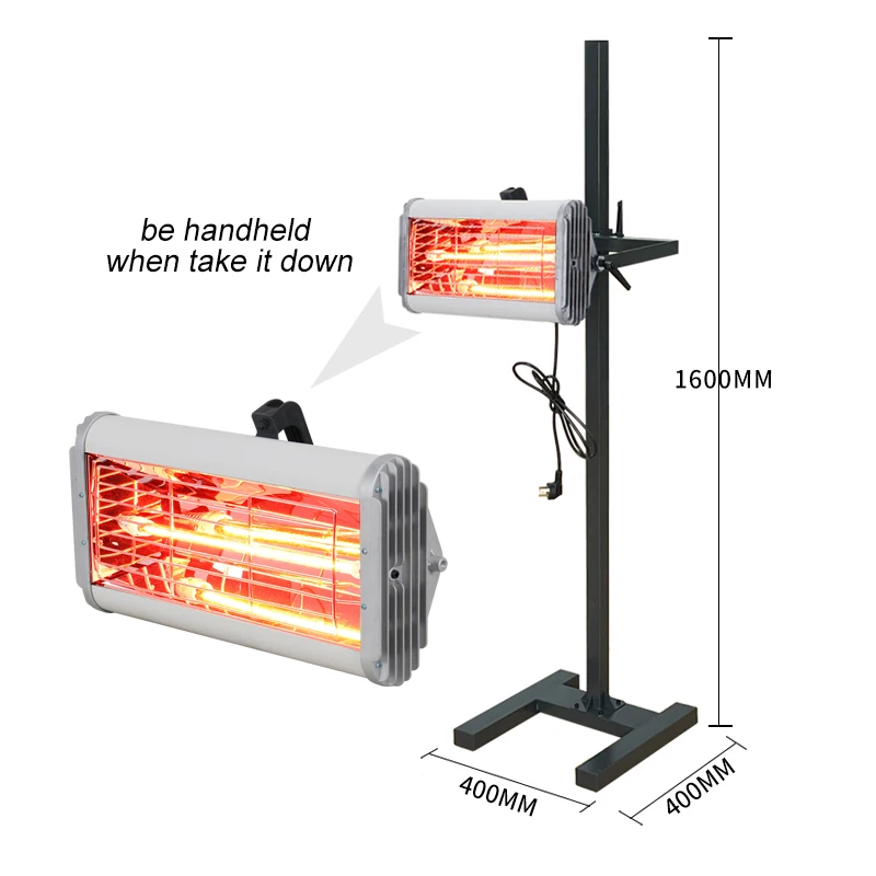 CE 1000W portable hand-held shortwave infrared paint curing lamp for car painting baking drying lamp 2023 new portable hand held fan office desktop multifunctional folding double headed small electric fan with a neck lanyard