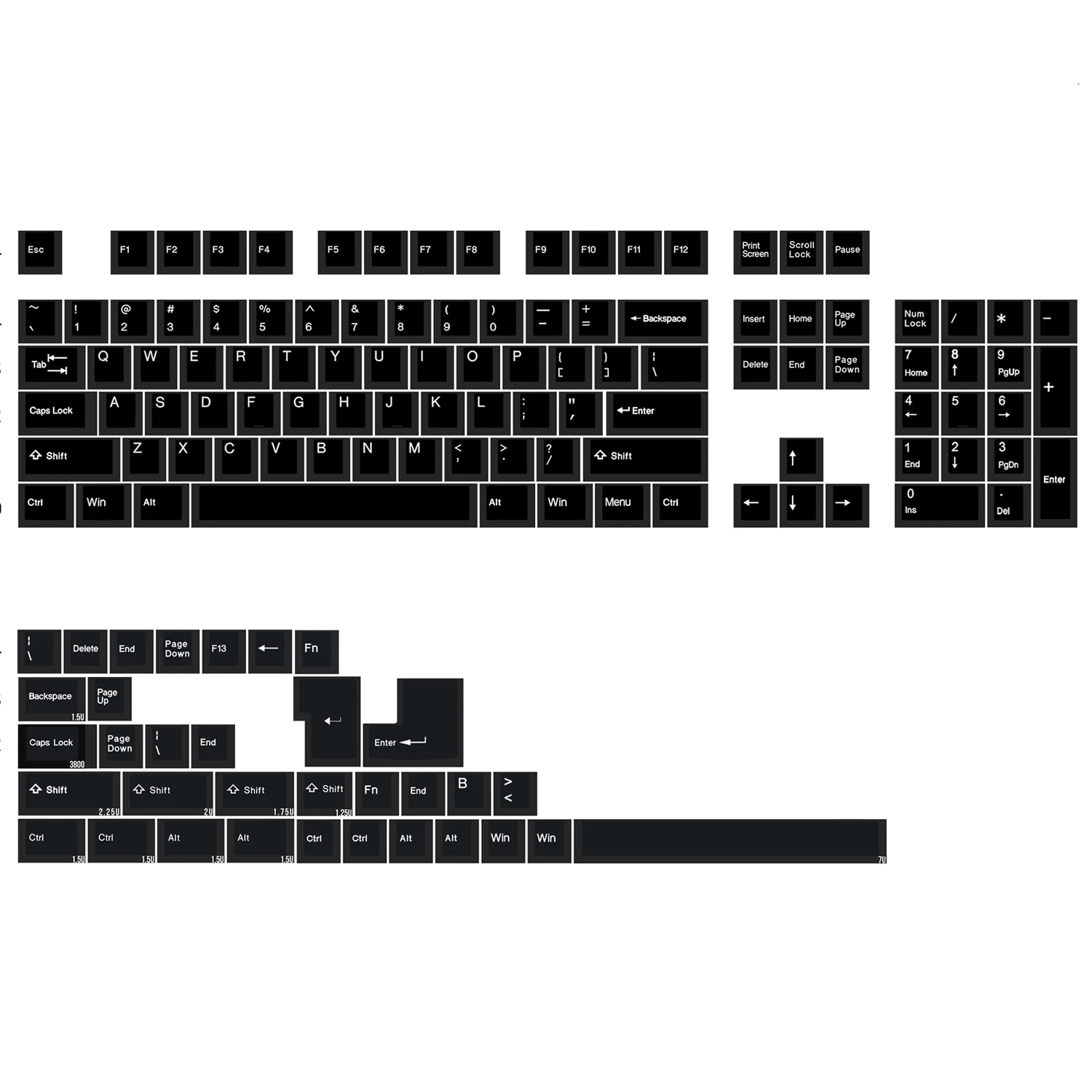 Taihao-cubic Alps Keycap Doubleshots Faça Você Mesmo Gaming Teclado Mecânico Abs Perfil Wob Branco sobre Preto