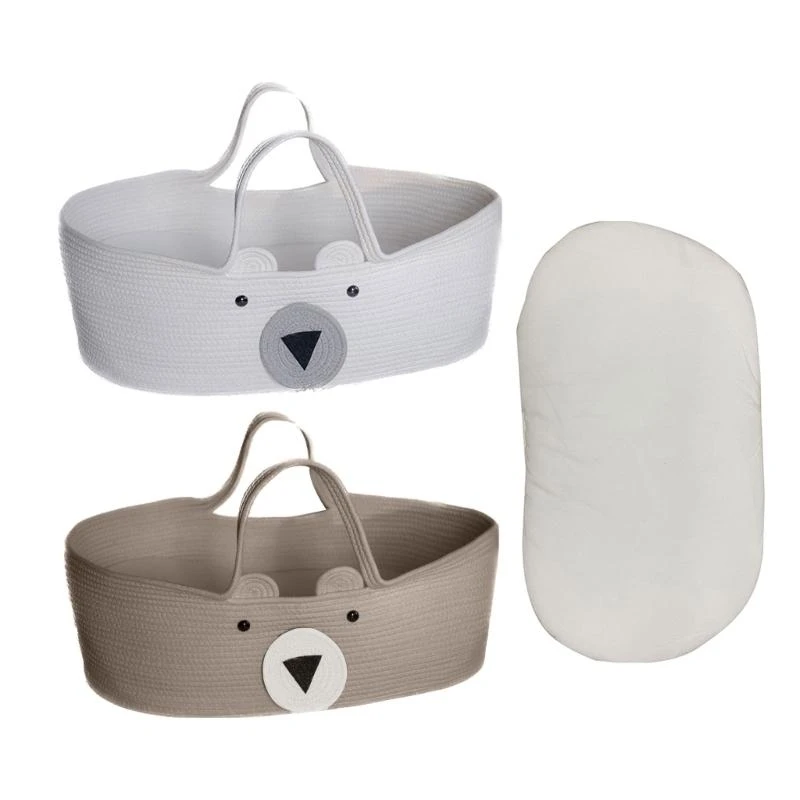 Portable Baby Cradle Excellent Cotton Nursery Baby Sleeping-Basket Brown/White S2189f873016243fd9019b86612bd25acJ