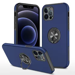 Magnetic Ring Holder Shockproof Phone Case - Durable Plastic Hard Shell Cover for iPhone 7 Plus(8 Plus) (Blue)