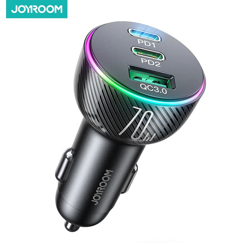 Joyroom 70W USB C Car Charger Adapter Dual PD35W & QC3.0 Super Fast Charging For iPhone 14 Pro Max/14 Plus/13 Pro Max/iPad Pro