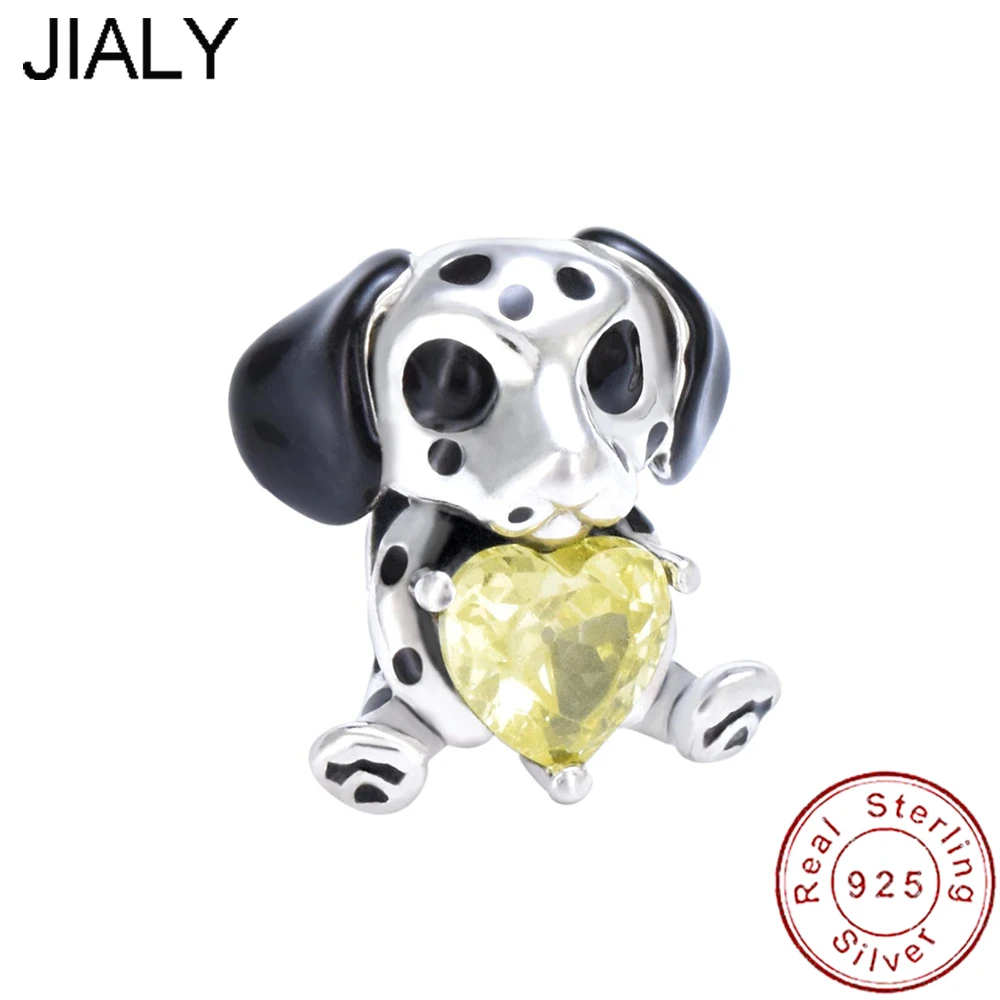 

European S925 Sterling Silver Spotted Dog AAA CZ DIY Charm Bead For Original Women Bracelet Necklace Chain Jewelry