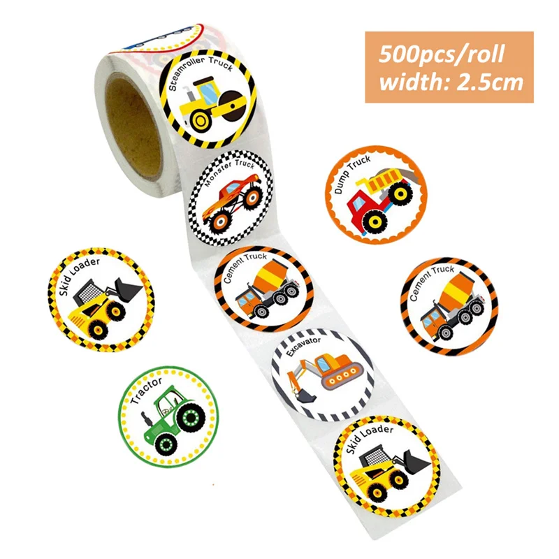 1set Construction Bulldozer Series Disposable Tableware Paper Cups Plates Truck Balloons For Boy's Birthday DIY Party Decoration