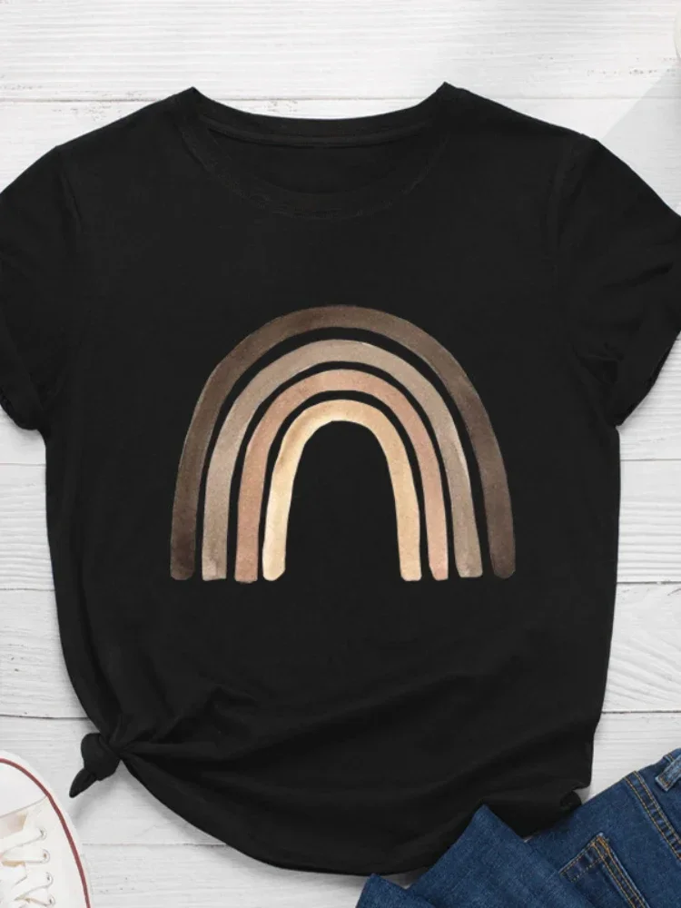 

Rainbow Bridge Print Women T Shirt Short Sleeve O Neck Loose Women Tshirt Ladies Tee Shirt Tops Clothes