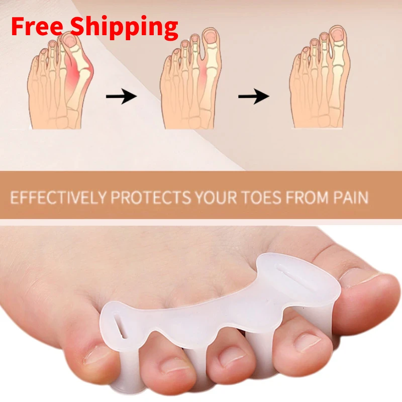 

2pieces=1pair Hard Silicone Gel Toe Splitter Separator Hallux Valgus Orthopedic Spacers Bunion Overlapping Hammer Corrector