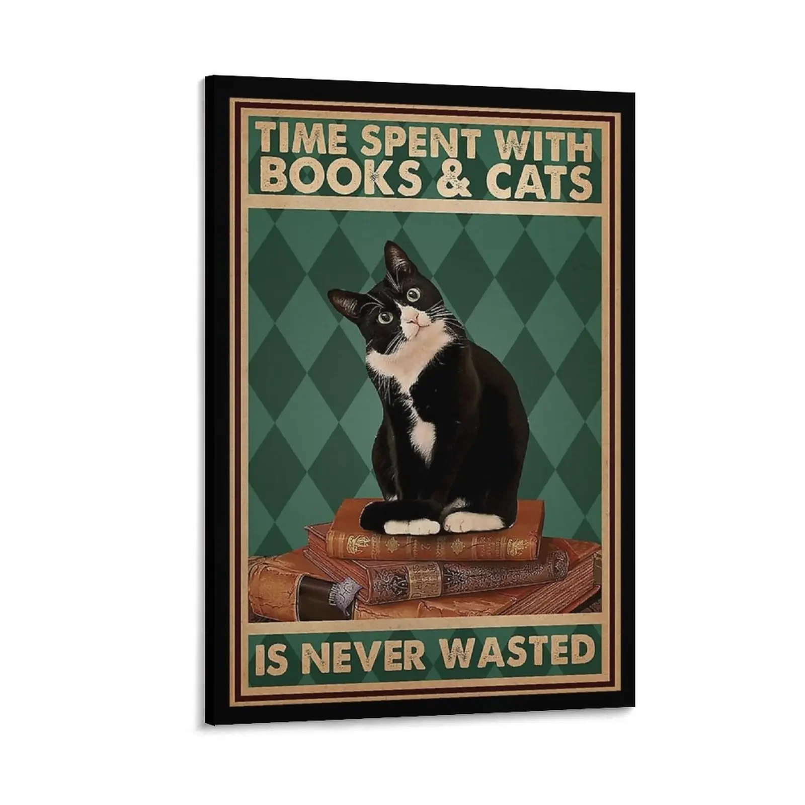

Time spent with books and cats is never wasted Canvas Painting bedroom decoration large paintings modern living room decoration
