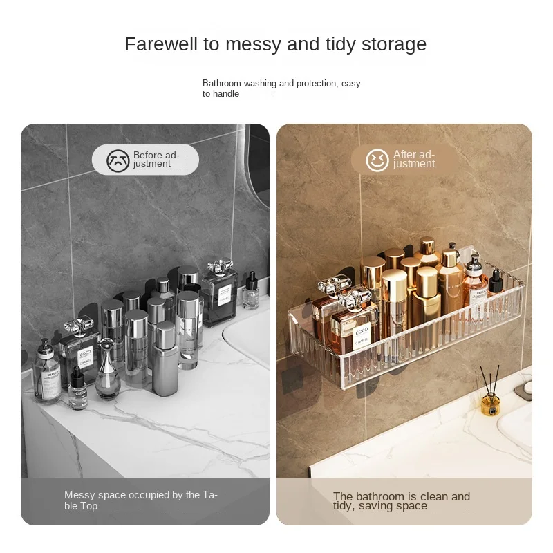 Bathroom Storage Rack Toilet No Punching Wall Hanging Washbasin Storage Rack Light Luxury