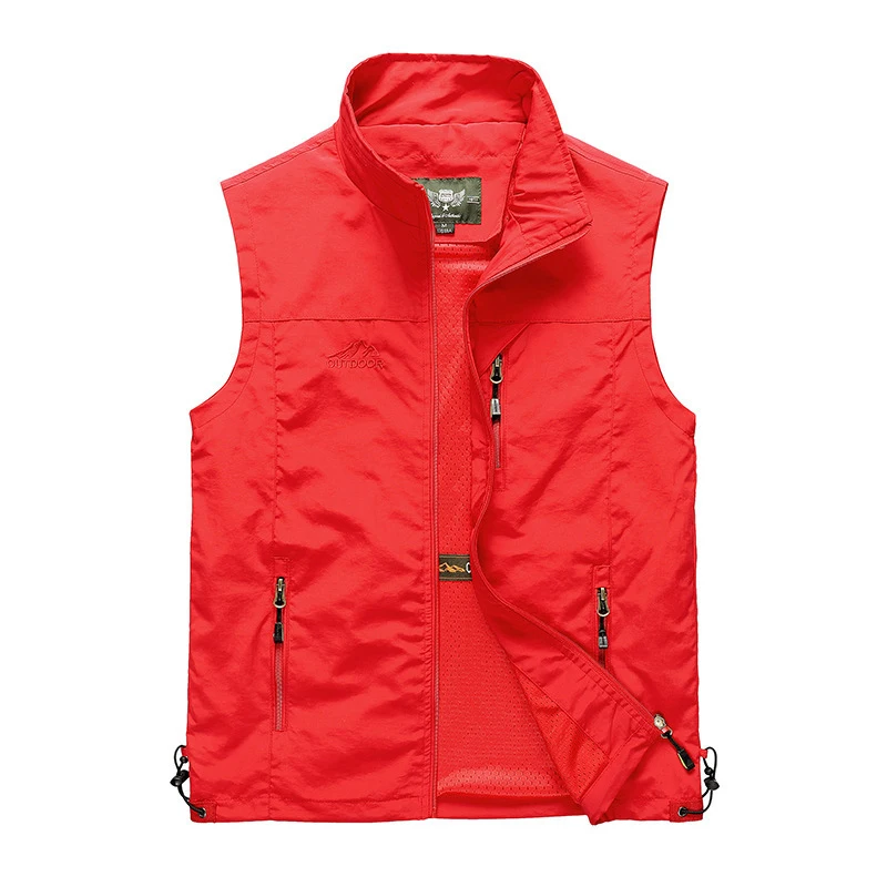 2023 Spring Autumn New Solid Color Fashion Stand Collar Sleeveless Vests Man Quick Drying Zip Fastener Pockets All-match Tops