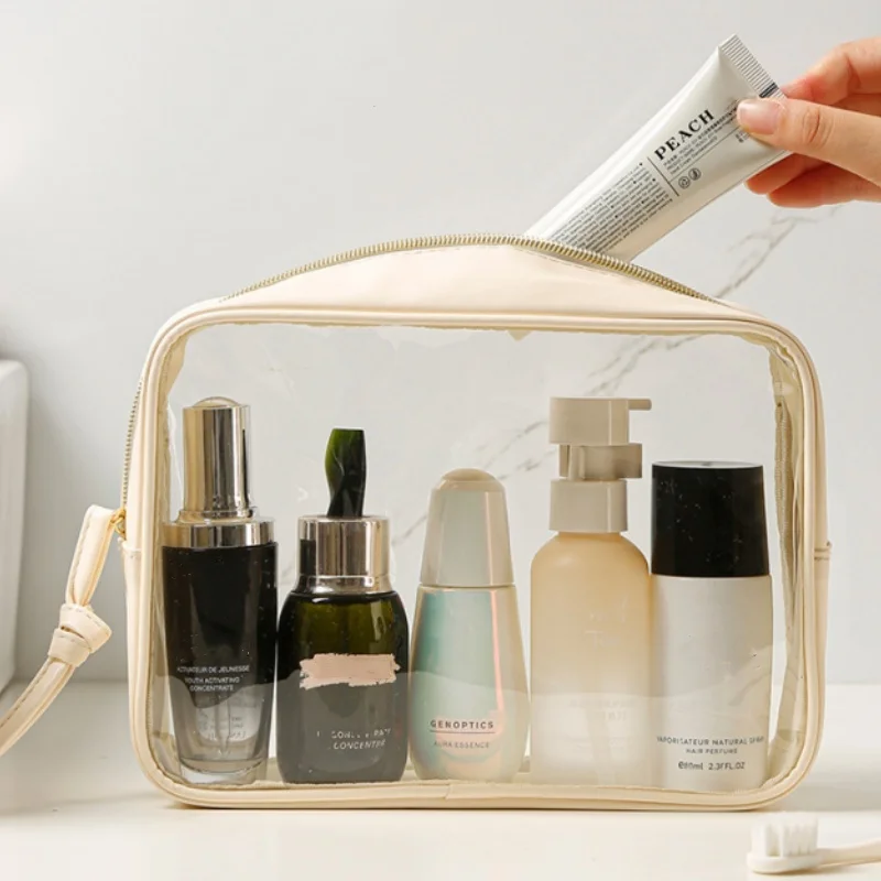 Tragbare Make-up-Tasche, große Kapazität, Make-up-Pinsel, Lippenstift, Puder, Reise, Kosmetik, Aufbewahrung, Kulturbeutel, wasserdicht, transparent – Detail 7