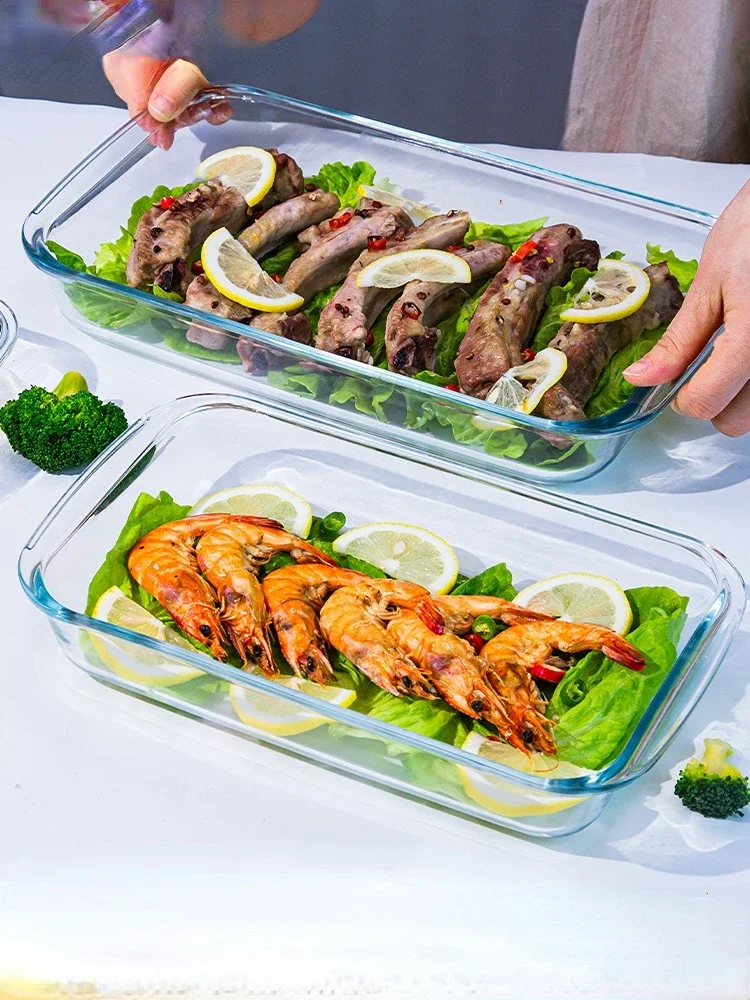 Pyrex Baking Pan Oven Microwave Heating Special Utensils Household Large Dish Steamed Fish Baked Rice Dumpling Dinner Plate Sets