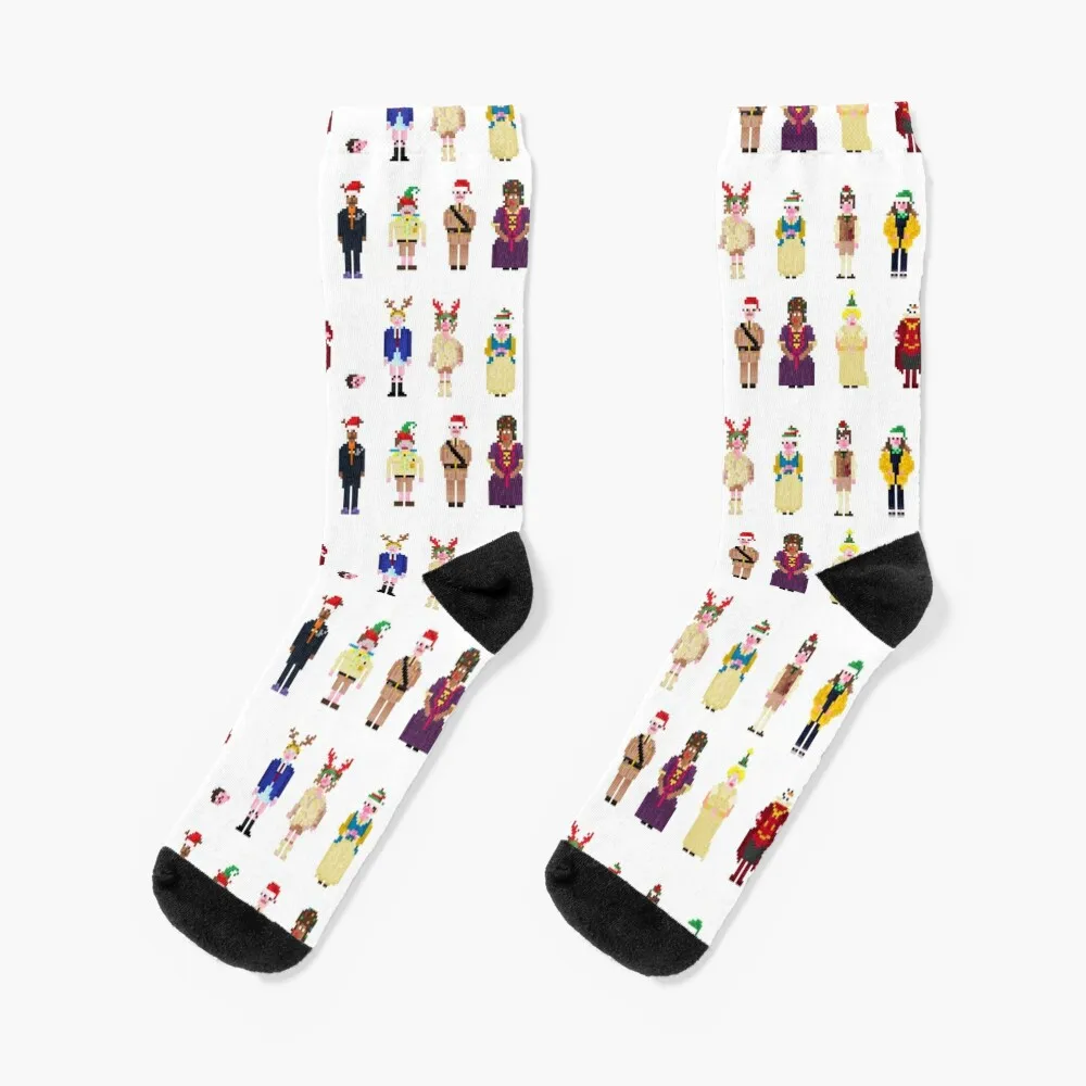 

Christmas Ghosts pixel art Socks halloween New year's Men's Socks Luxury Women's