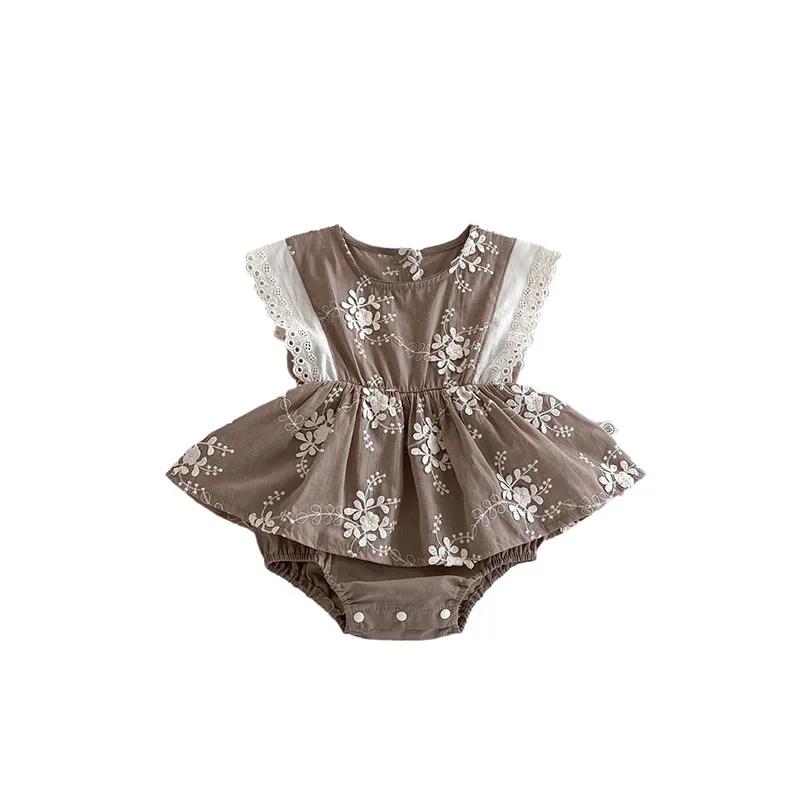 Cute Baby Girls Embroidery Flower Jumpsuit
