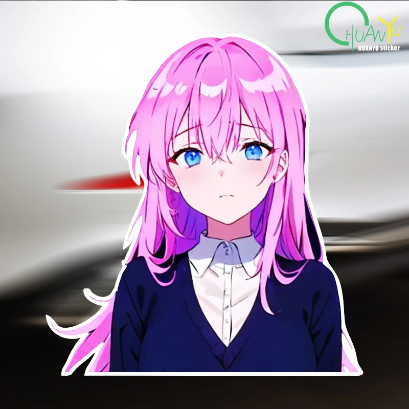 JDM 애니메이션 보라색 머리 섹시한 십대 소녀 스티커 자동차 창 오토바이 전기 자동차 자동차 반사 방수 스티커