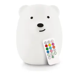 Urso de silicone pat luz controle remoto usb recarregável lâmpada cabeceira atmosfera lâmpada carregamento versão controle remoto