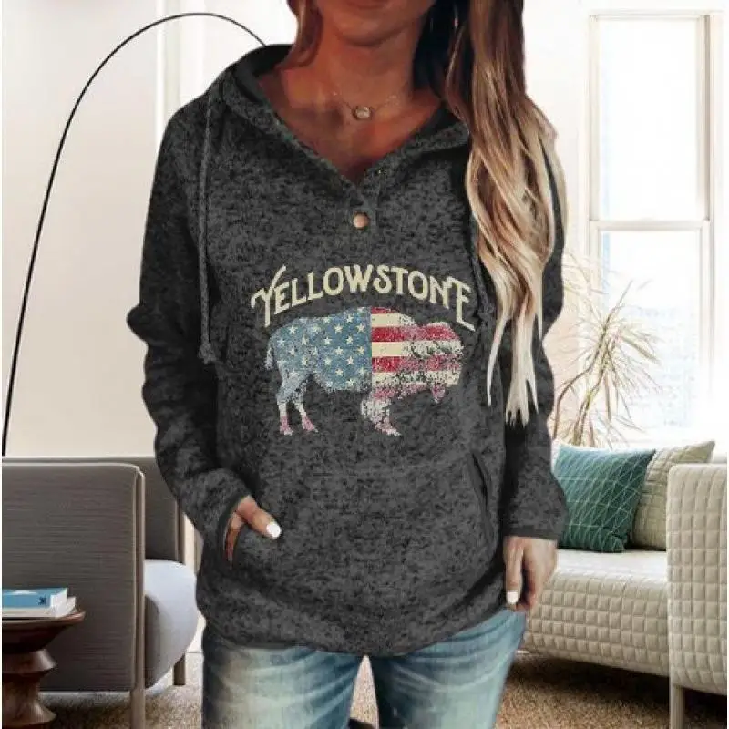 2023 New fashion all-match printed round tie cap hoodie hoodie ladies
