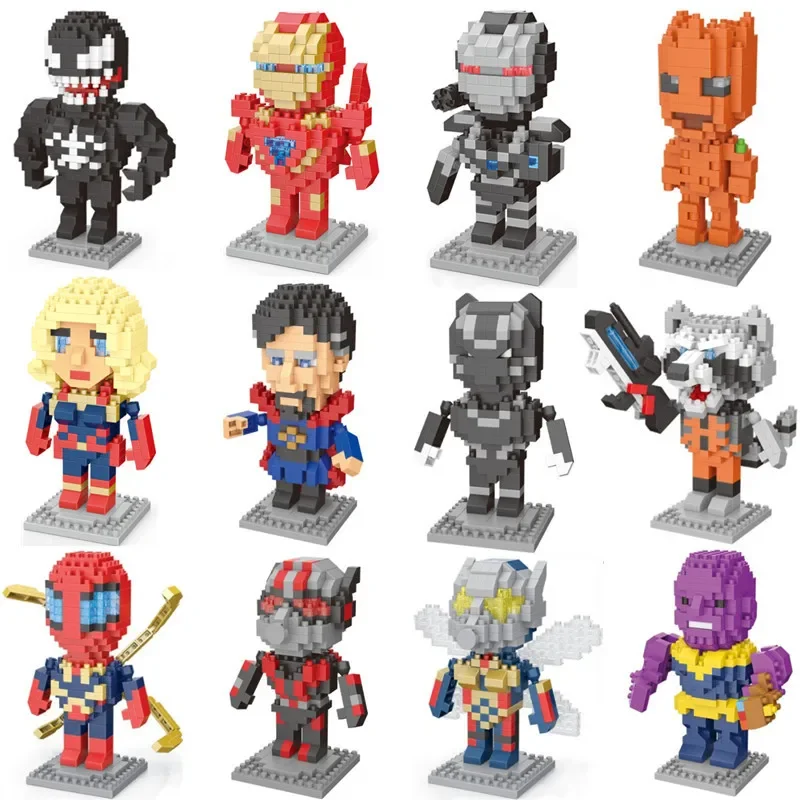 Marvel Spiderman Anime Action Figure Building Blocks Children's Cartoon Figures Ironman Deadpool Bricks Kids Birthday Gift Toys