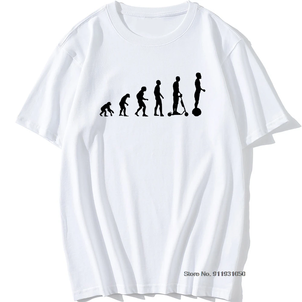 

Scooter Balance Car Evolution Novelty Print Mens T-shirt 100% Cotton Crewneck Summer Ventilation Hip Hop Men's Top Short Sleeve