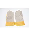 Welding gloves yellow cloth two-layer cowhide short welding gloves half leather labor protection welding gloves leather gloves 6