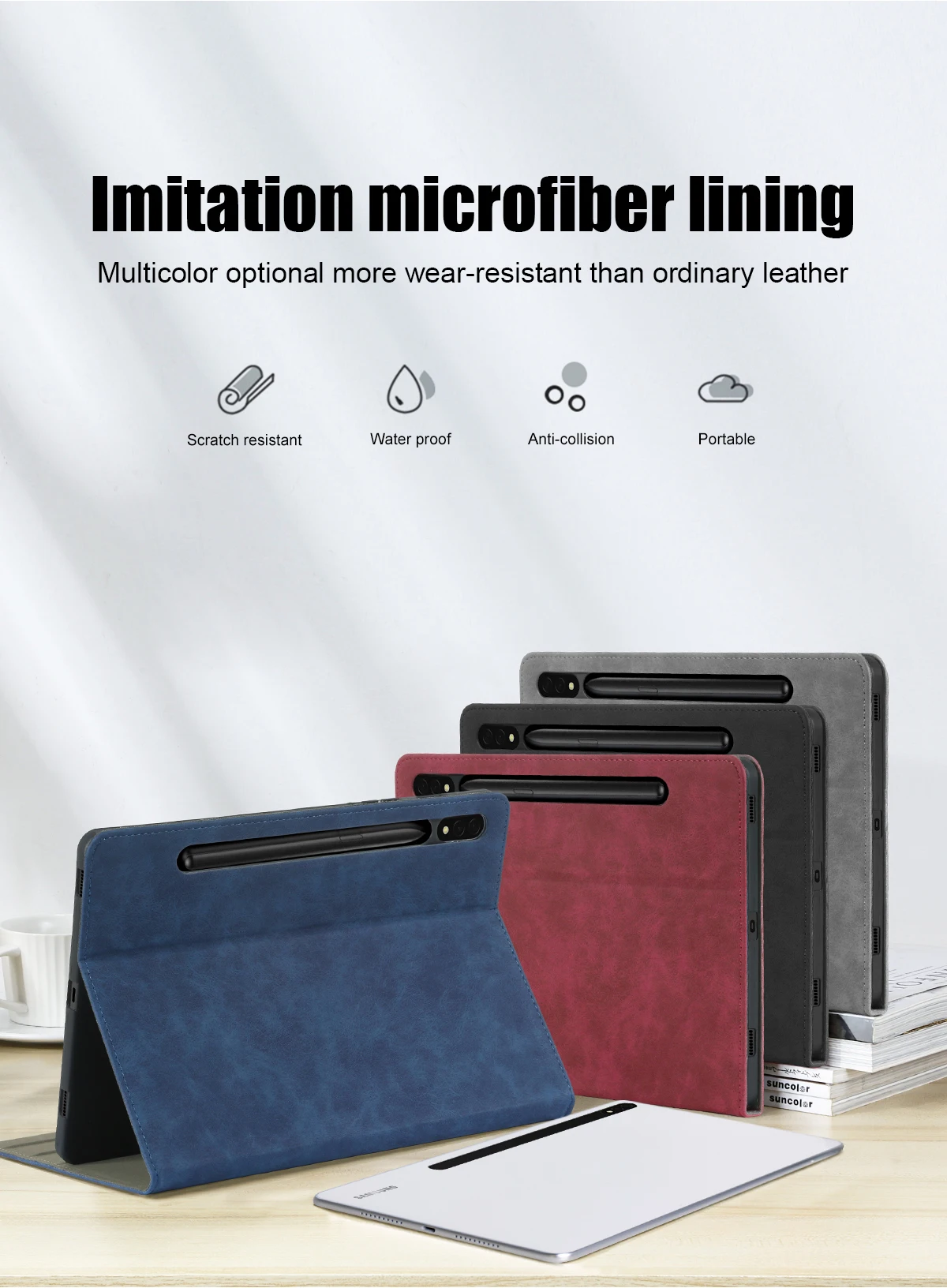 Ardissi Microfibra PU Couro Flip Sleeve Tablet