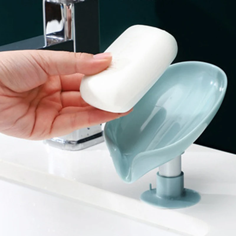 Description Picture 6 of itemLeaf Shape Soap Box Drain Soap Holder Box Bathroom Shower Soap Holder Sponge Storage Plate Tray Bathroom Supplies Bathroom Gadge