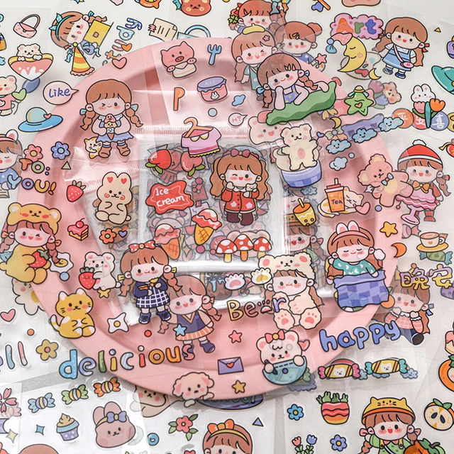 50Pcs Kawaii Stickers Handbook Stickers Diy Cartoon Girl Paper Handbook Stickers  Cute Set Cute Planner Stickers - AliExpress