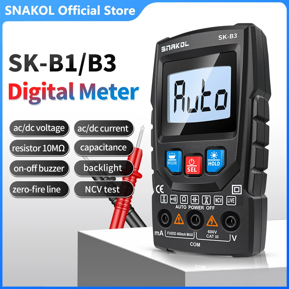 SNAKOL Smart Multimeter Professional Digital Multimeter, AC DC voltage current tester continuity ohm NCV ammeter detector tools