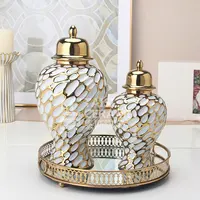 Ceramic Light Luxury Electroplated General Cans European Style Flower Vase Crafts Decorative Decorative Storage Tanks with Soft 1