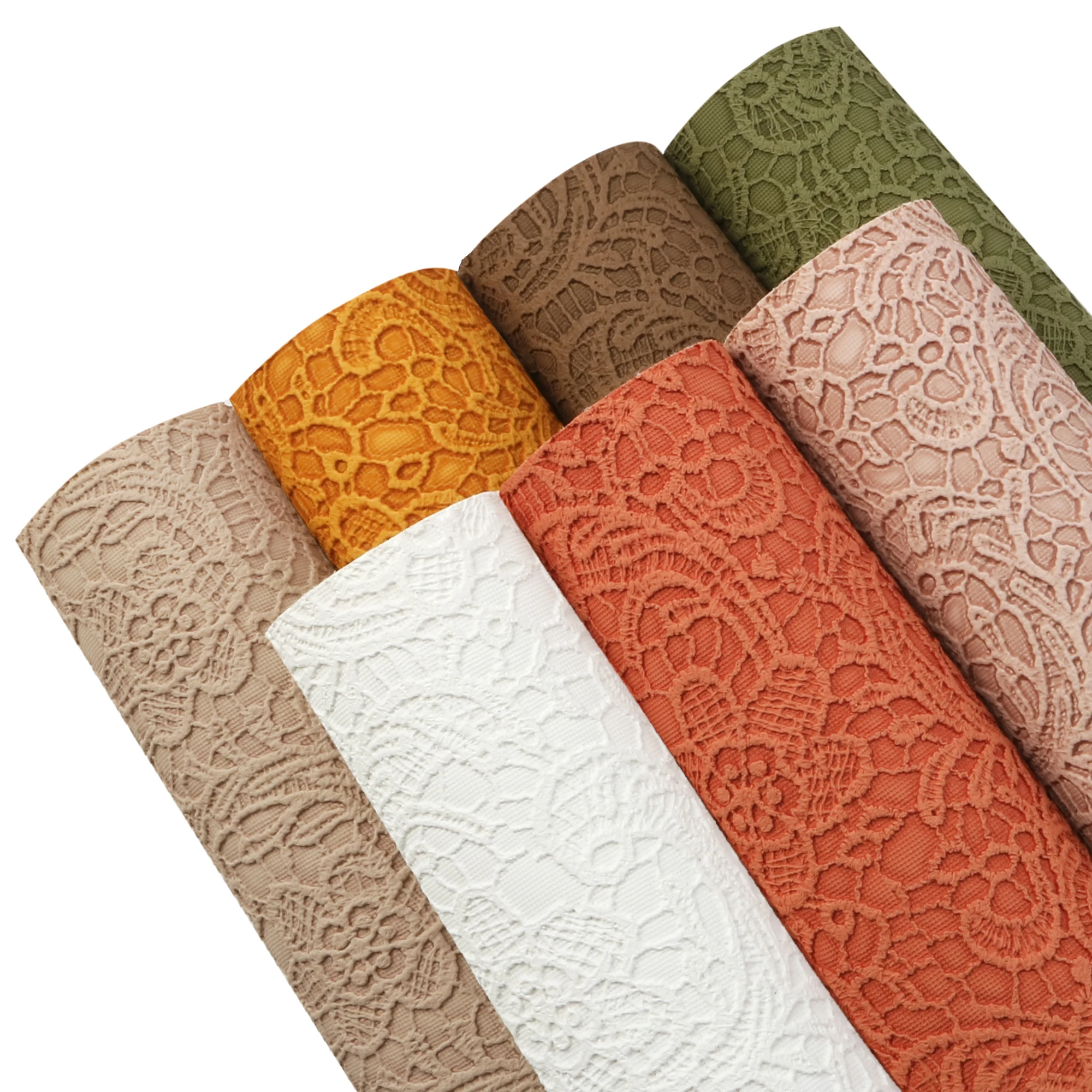 20x33cm Flower Bump Textured Faux Leather Sheets Lace Solid Color ...