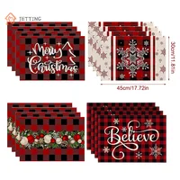 4PCS Christmas Tree Snow Christmas Placemat Winter Placemat Kitchen Dining Decoration 45*30CM 1
