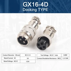 Aviation Plug Aviator Socket Butt Joint Connectors - Multi - Pin Options - 1 Set (GX16 - 4D)
