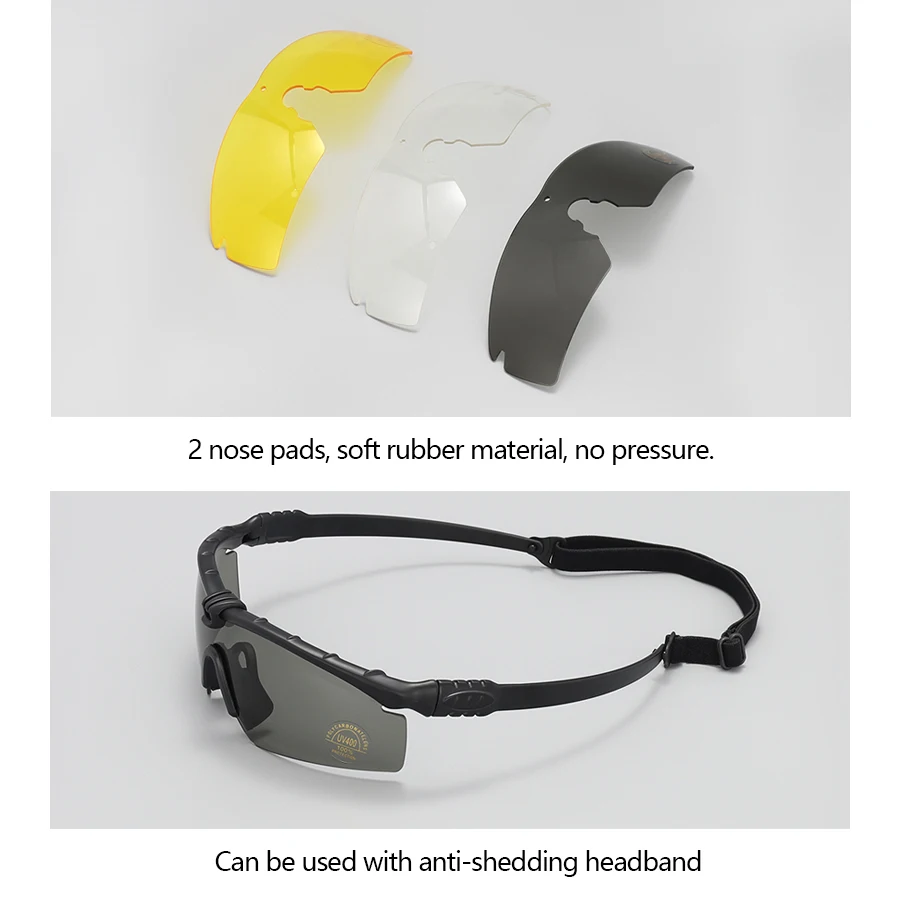 3 Lens Tactical Goggles Set Windproof Dustproof CS Military Shooting Bulletproof Sunglasses