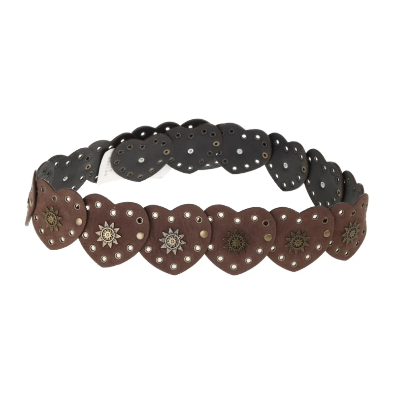 

Fashion Men Teens Rivet Decor Waist Belt PU Adjustable Cowboy Waist Strap