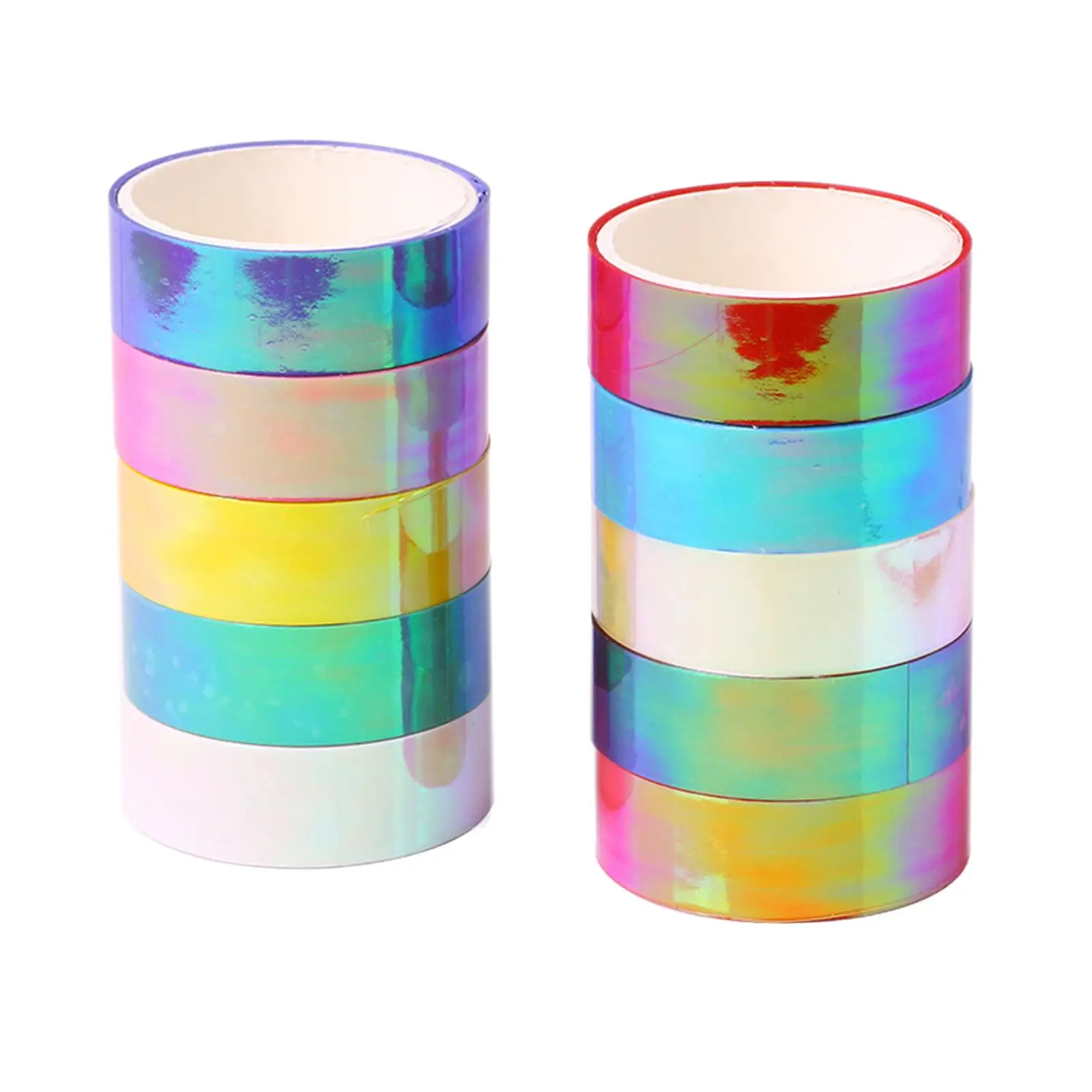 10Pc Holographic Washi Masking Tape Rainbow Sticky for Scrapbooking