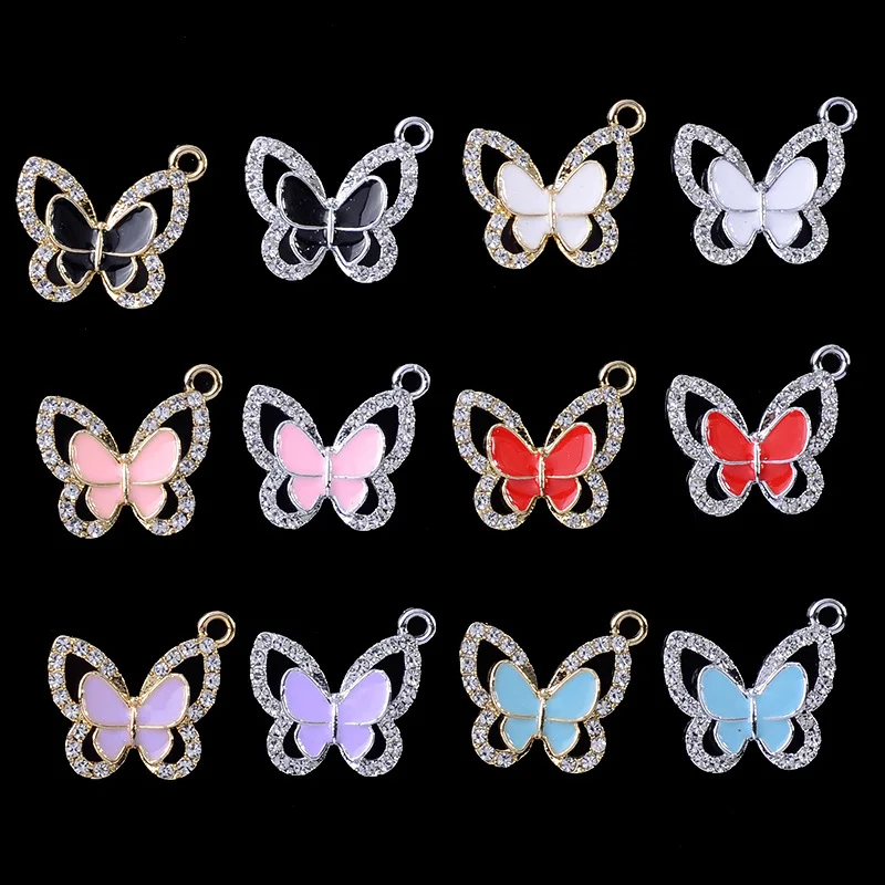 

50pc 23*27mm Wholesale High Quality Fashion Gold/silver Color Crystal Butterfly For DIY Earring Jewelry Accessories Wholesale