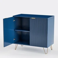 Commode Comanlai à 2 portes, armoire de rangement, tableau central avec pieds en métal, armoire de rangement pour salon, chambre à coucher, cuisine 6