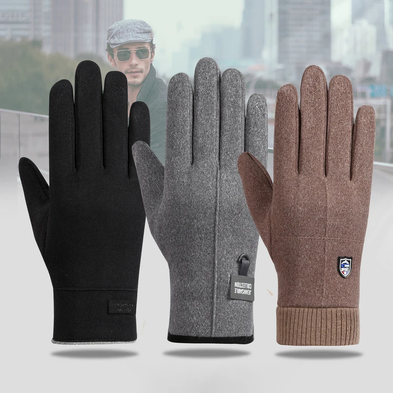 

Men Winter Waterproof Cycling Gloves Outdoor Sports Running Motorcycle Ski Touch Screen Fleece Gloves Non-slip Warm Full Fingers