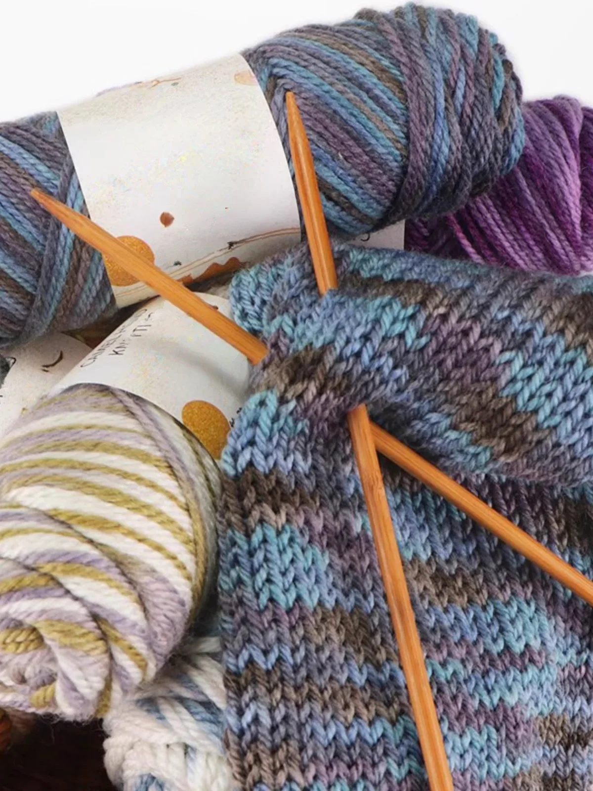 뜨게 스웨터 스카프 모자용 염색 모직 실, 중간 두께, 부드러운 양모 실, 따뜻하고 푹신한, 2 플라이 핸드 크로셰 세그먼트, 500g/세트