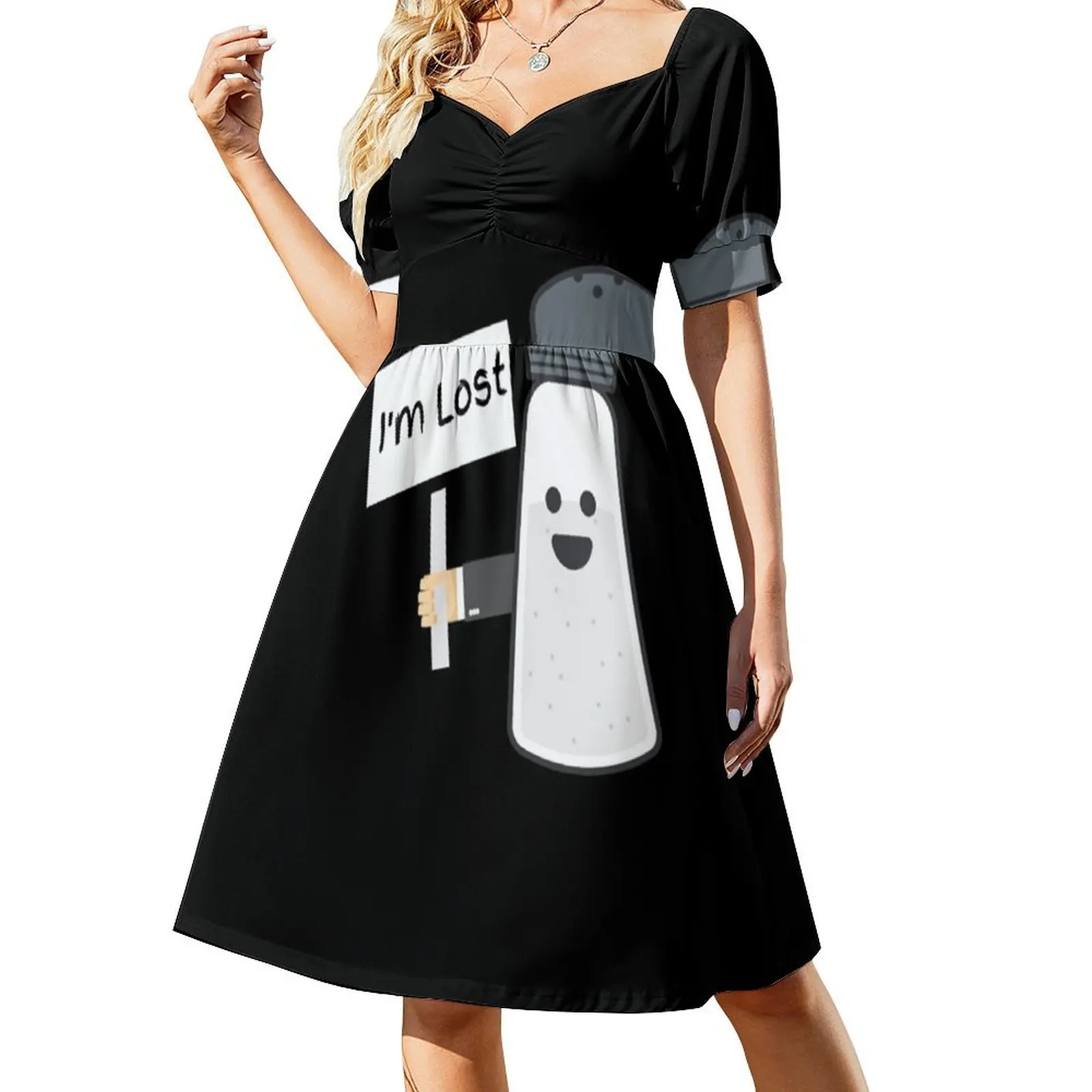 thumbnail image 1 of Vestido ajustado de manga corta con escote en V y salero perdido para niñas vestidos de manga larga, 1 of 8