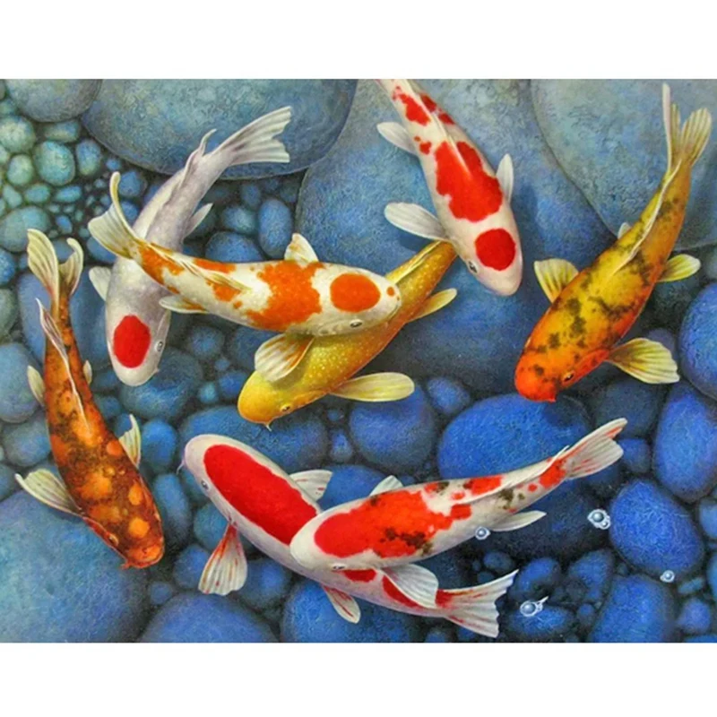 

DIY Diamond Embroidery Carp Koi Fish Diamond 5D Diamond Painting Full Round Stitch Cross Kit Rhinestone Decoration