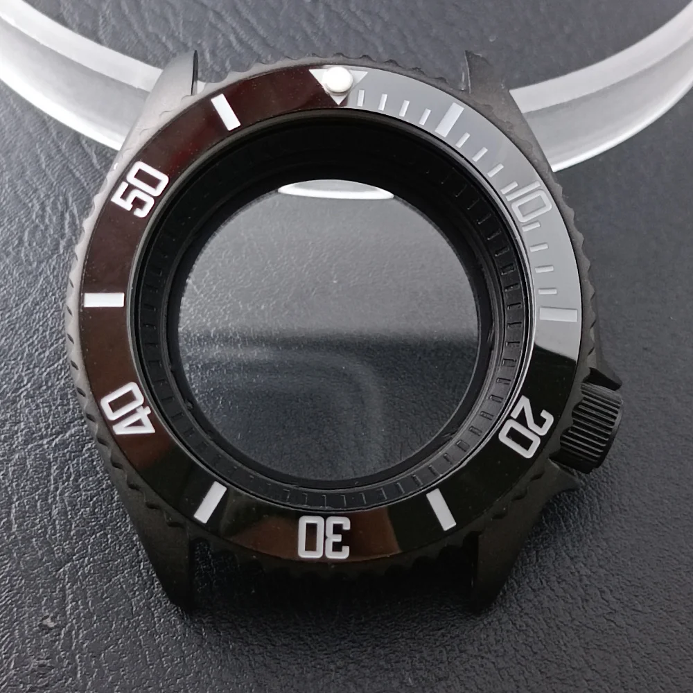 High-Quality 42mm Men's Steel Black Watch Case with Sapphire Glass and 22mm Band