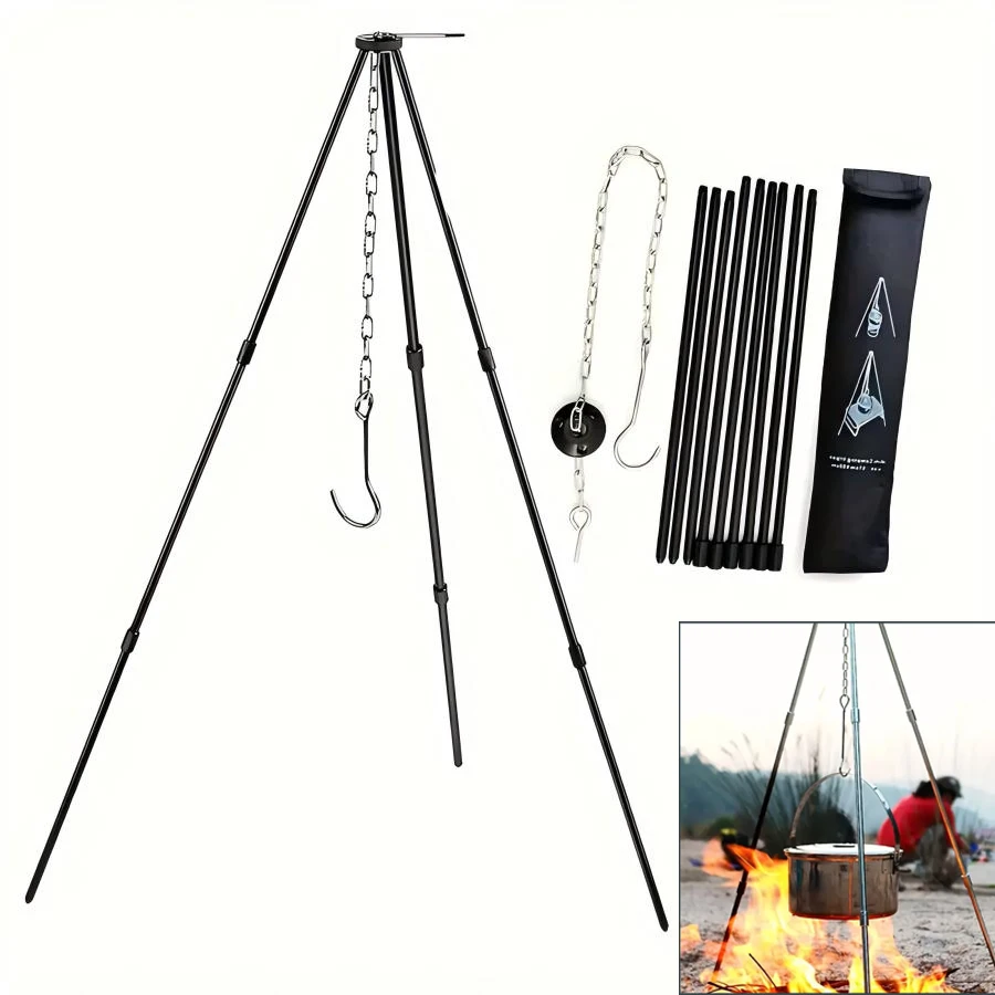 Adjustable Camping Tripod for Hanging Pots 1
