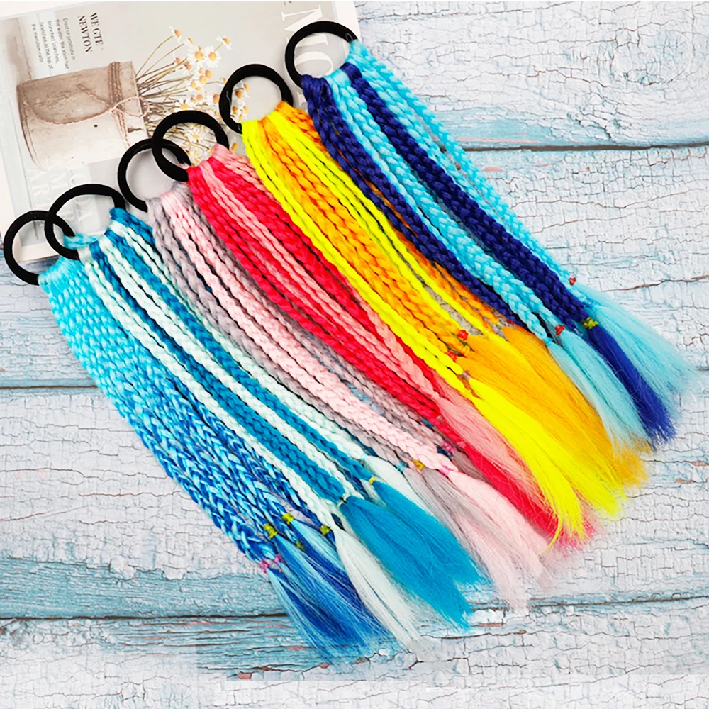 Synthetic Hair Ponytail Rope Tie Girls Princess Tail Wig Children's Styling Baby Accessories fake hair extensions