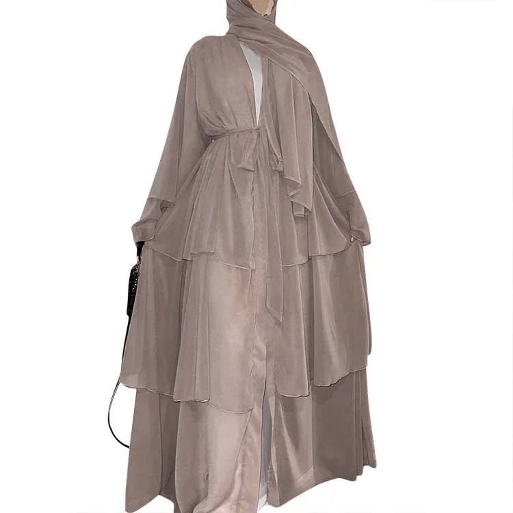 Solid Open Kaftan Dubai Abaya Turkey Kimono Cardigan Chiffon Muslim Hijab Dress Ramadan Abayas for Women Caftan Islamic Clothing