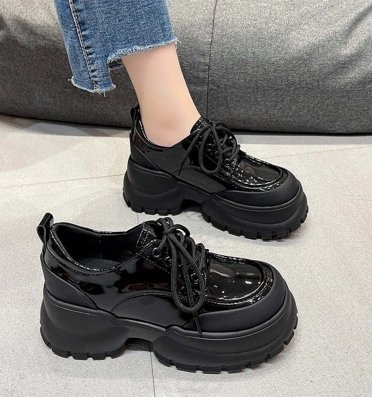 

Женские повседневные туфли с круглым носком, универсальные туфли на платформе в британском стиле, летние туфли с перекрестной шнуровкой в стиле преппи, новинка 2023