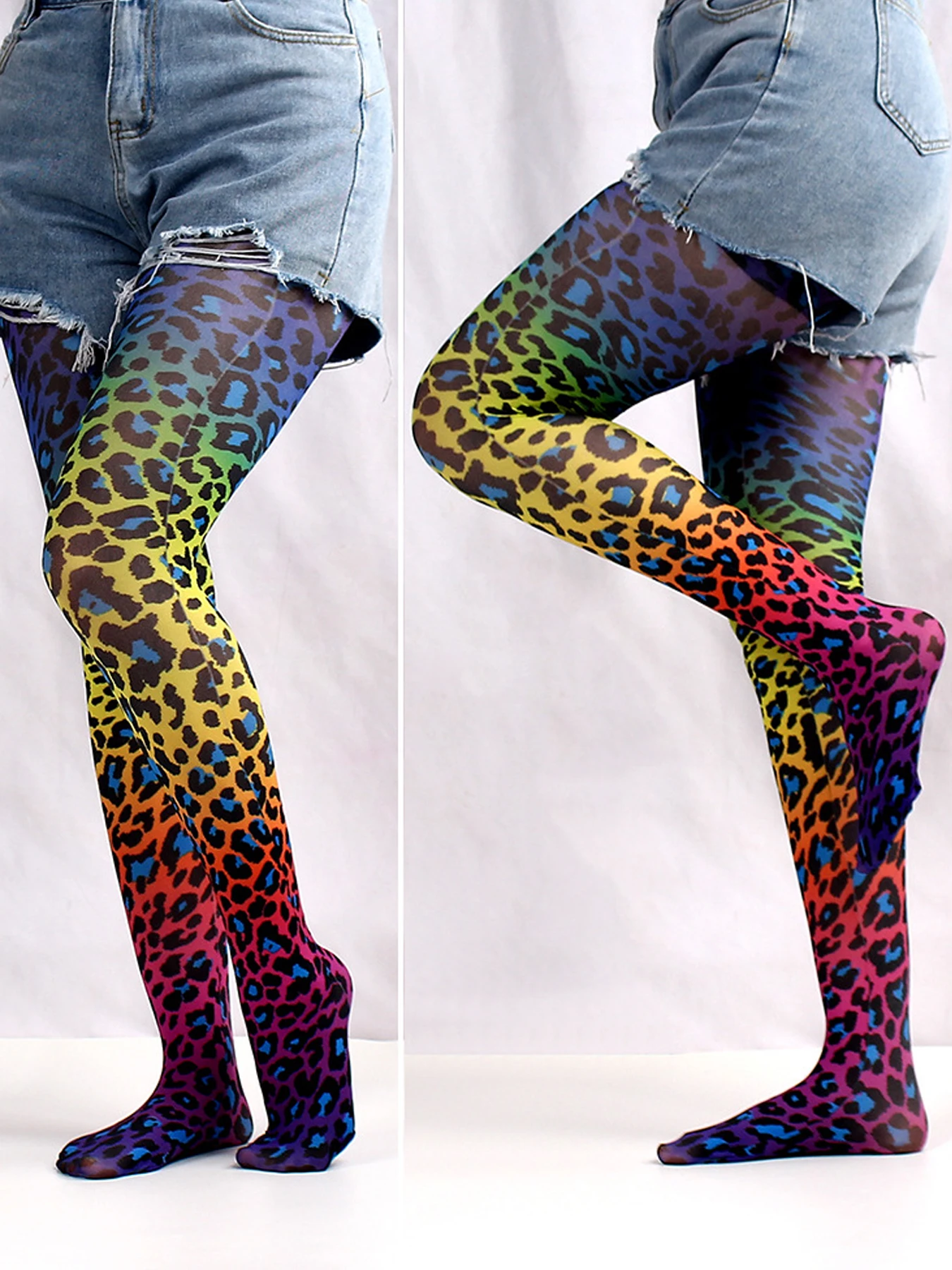 Graffiti bedruckte Strumpfhose für Frauen Tarnung Gitter nahtlose Strumpfhosen weibliche sexy Stretch lange Socken mehrfarbige Strümpfe neu – Detail 7