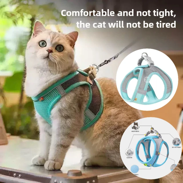 Pet Things Cat Accessories Cute Adjustable Cat Collar and Leash Set for Walking Safe Reflective Soft Comfortable Vest 2