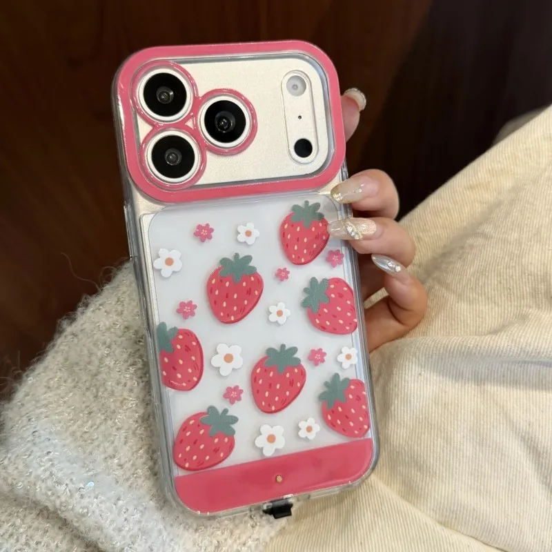 Change Color Luminous Call Light Up Flash Cute Strawberry Clover Phone Case Cover